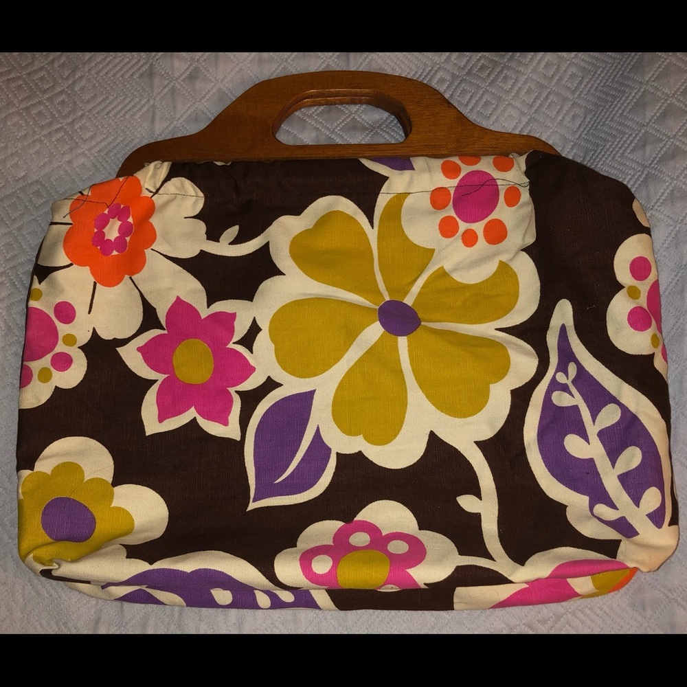 Vintage Handbag Purse Clutch 1965 Groovy Flowers MCM mid-Century-modern Hippy NM